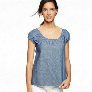 J CREW  Chambray Peasant Top Size M